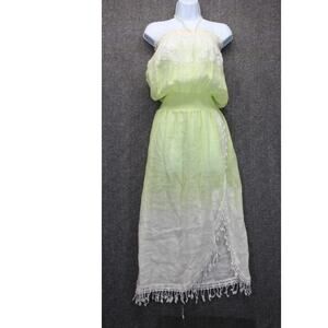 Vanita Rosa Linen Cover UP Dress Green Ombre S/M